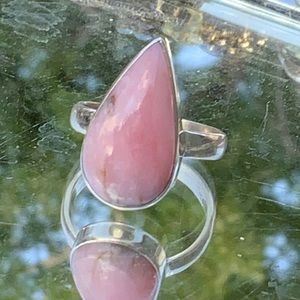 BOUTIQUE PERUVIAN PINK OPAL 925 SILVER RING, 8.5